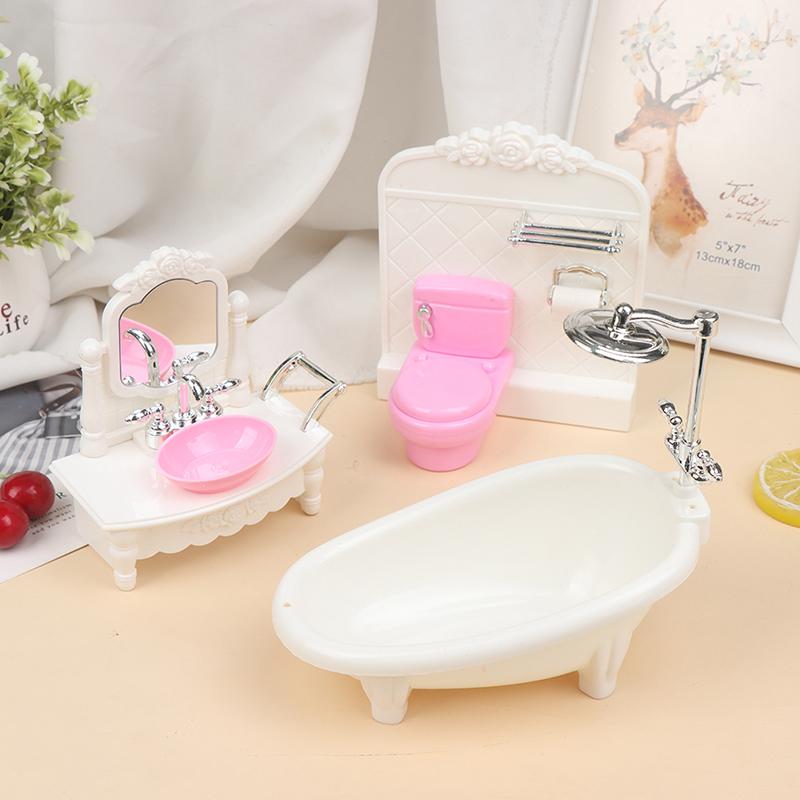 16Cm Doll House Home Furnishings Bathtub Washbasin Toilet Matching Model