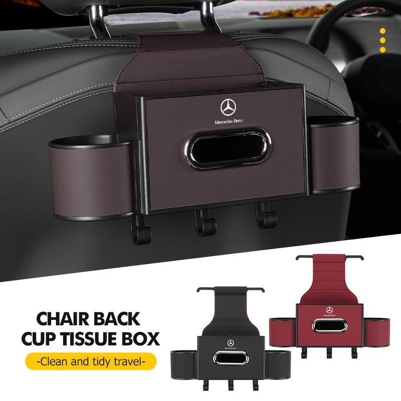 WUL5 Car Backseat Storage Box Hanging Hook Tissue Water Cup Holder For Mercedes Benz C180 C300 W124 W176 W177 C200 C260 GLC CLE CLA