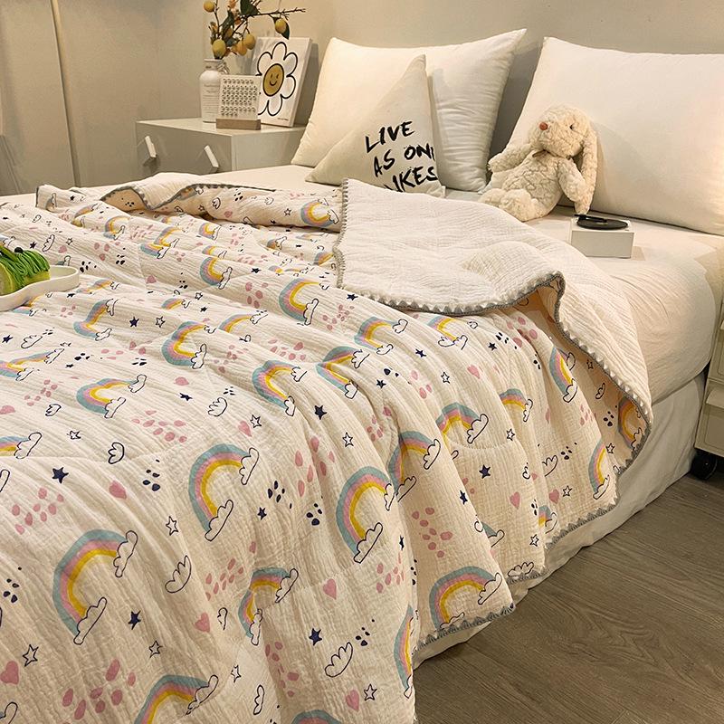 Children's Summer Cooling Quilt - Thin, Double-Layer Gauze, Machine Washable Blanket