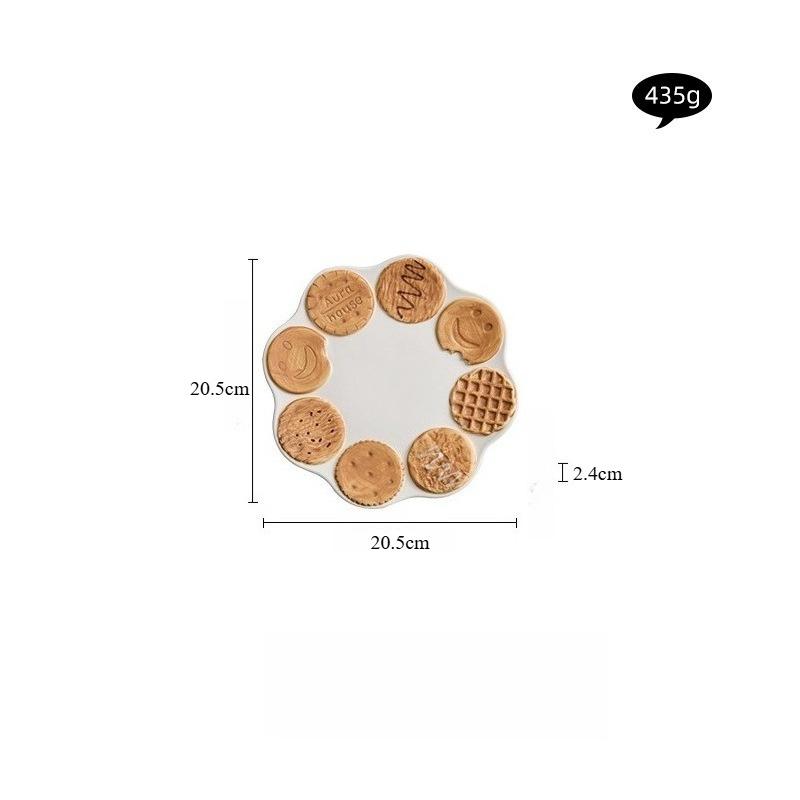 Creative Retro Biscuit Ceramic Afternoon Tea Dessert Plate Biscuit shape коричневый