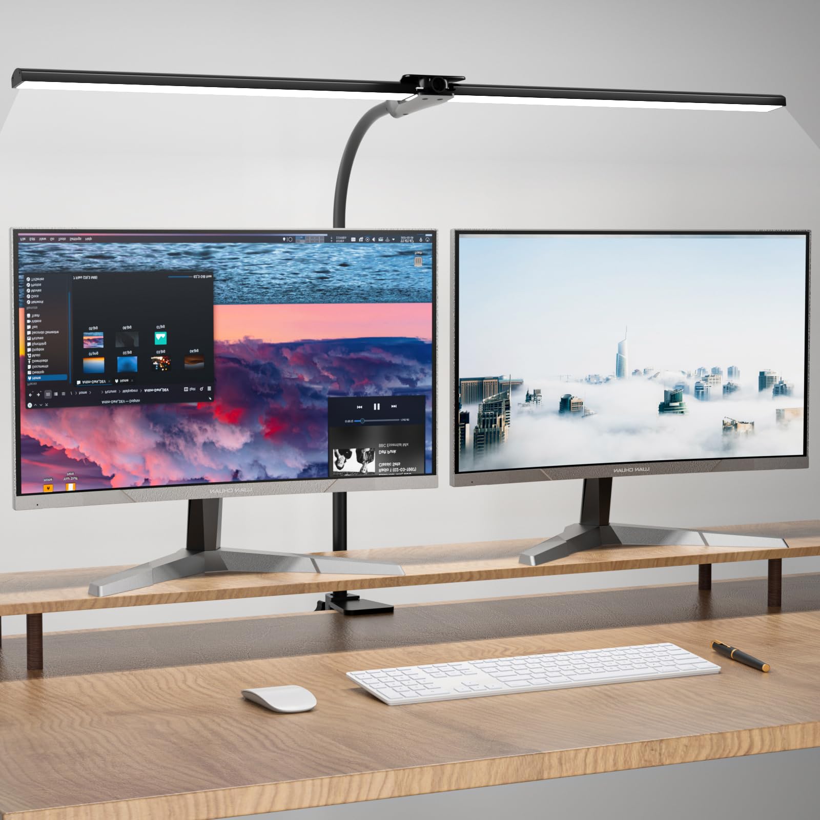 

Wobane Настольная лампа LED 1800лм Настольная лампа Двойной свет 5 уровней цвета Бесступенчатая Ra95 Высокая цветопередача Яркий Настольный Настольный зажим Энергорегулируемая Таблица чёрный