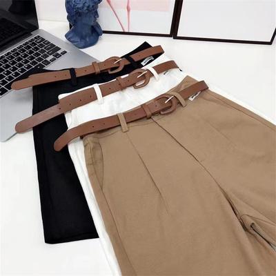 New Five-point Pants Mid-length Pants A-line Casual British Style High Waist Loose Thin Wide-leg Shorts for Women