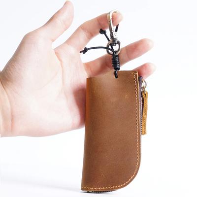 Popular Vintage Genuine Leather Key Organizer Bag For Men Women Car Housekeeper Key Wallet Portable Key Pouch Keychain Case