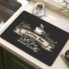 Classic Coffee Design Dish Drying Mat Soft Rubber Non Slip Absorbent Polyester Stain Resistant For Kitchen Coffee Bar Countertop