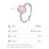 Genuine 925 Sterling Silver Fashion Romantic Oval Pink Opal Finger Ring For Women Girls Charm Party Fine Jewelry Gifts