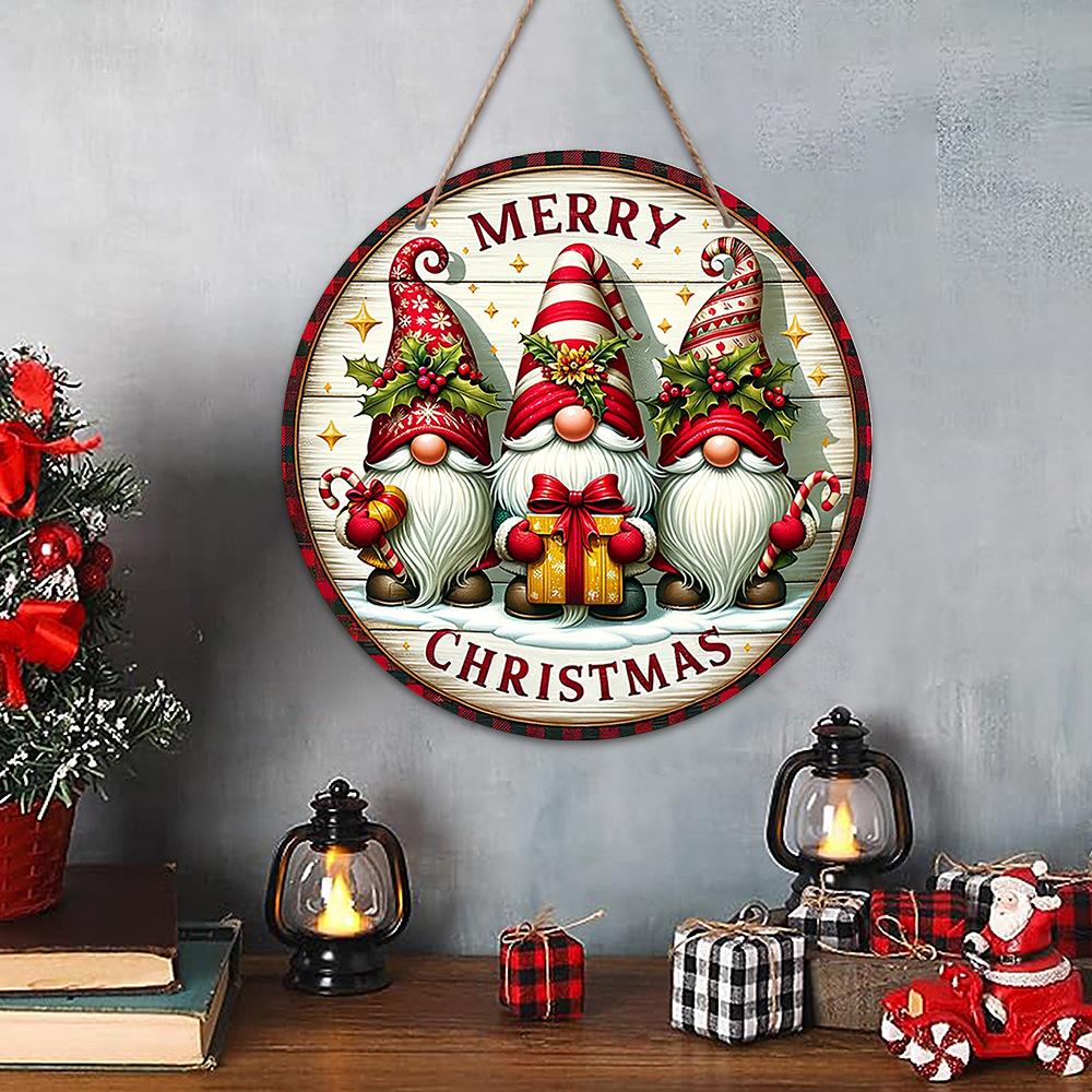 Christmas Snowman Wooden Sign Xmas Tree Hanging Ornaments Merry Christmas Dwarf Wooden Sign for Home New Year Party Gift 2025