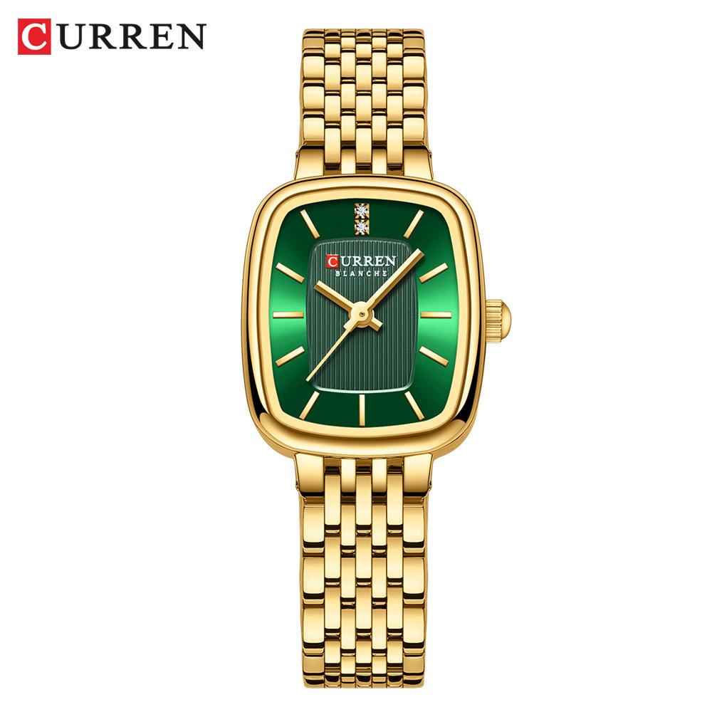 CURREN Fashion Quartz Women Watch Simple Elegant Square Dial Gold Stainless Steel Strap Waterproof Leisure Business Watches