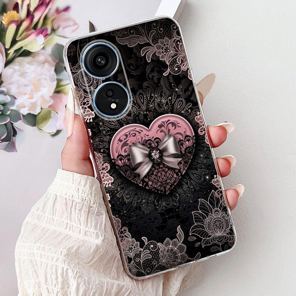 For Oppo Reno8 T Phone Case Reno 8T 5G 4G CPH2481 CPH2505 Elegant Floral Cat Soft Silicone Transparent TPU Lightweight Cases