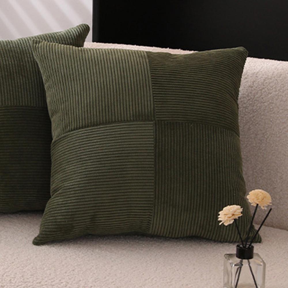 Corduroy Striped Square Cushion Covers Simple Solid Color Pillowcase Cross Patchwork Textured Cushion Case Sofa Home Decor