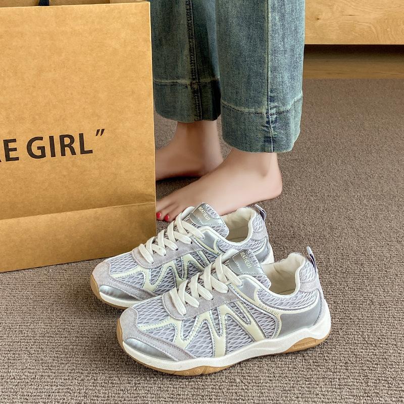 Retro mesh breathable German training shoes women's autumn new thick-soled versatile casual little white shoes lightweight sports Forrest Gump shoes