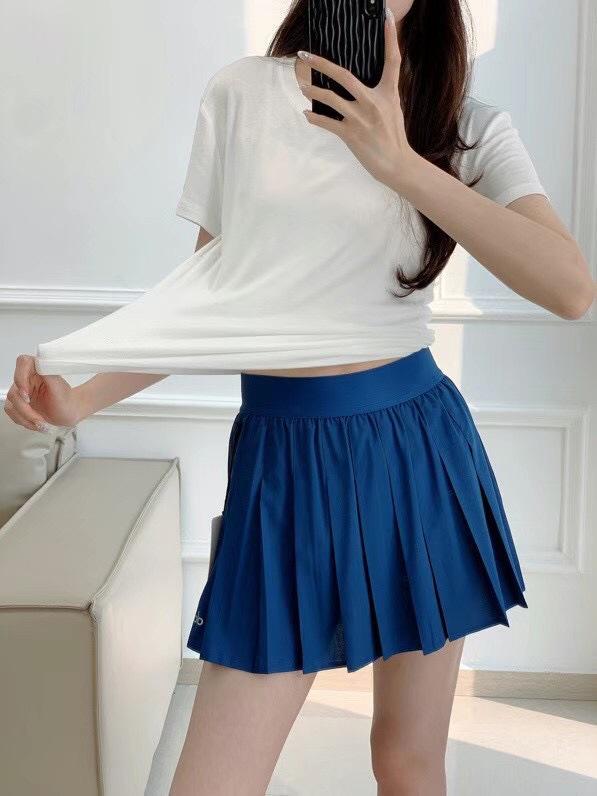 ALO Women's Summer High-Waist Tennis Skirt - Yoga, Golf, Anti-Exposure, Pleated, Quick-Dry Sports Skort