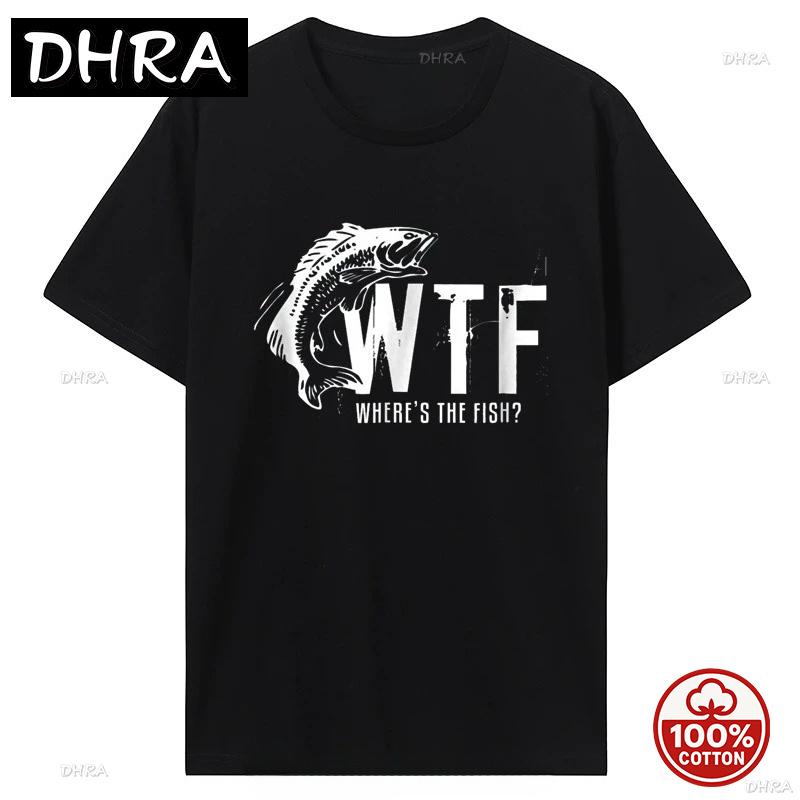 Wtf Wheres The Fish Funny Fishing Tshirt Unisexs Clothing Versized Unisex Streetwear Tshirt Summer Casual Loose Cotton Tops Tees