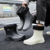 Rain Shoes Men's Medium Tube Non-slip Fishing Rain Boots Waterproof Shoes Velvet Warm Kitchen Bundle Rubber Shoes Car Wash Overshoes