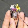 Bouquet Necklace with Creative Vase Pendant Necklace DIY Dried Flowers Romantic Necklace for Women Sweater Chain