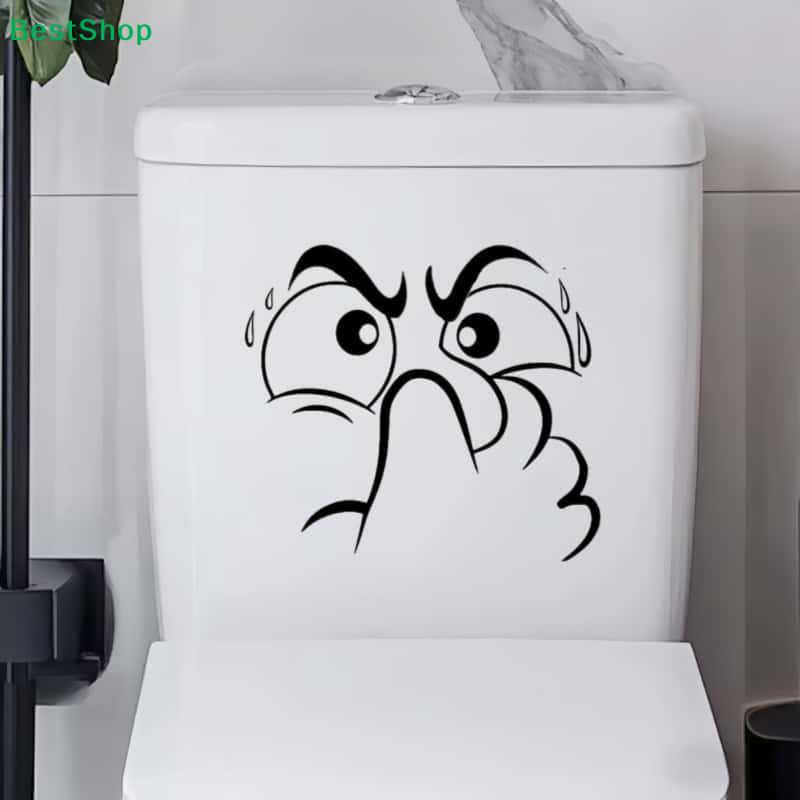 Funny Angry Face Toilet Seat Sticker - Humorous Bathroom Wall Decal, Removable Vinyl Decor for Home