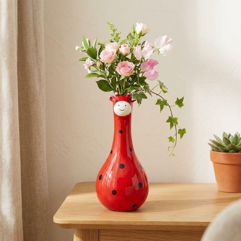 Lifelike Cartoon Giraffe Resin Vase Novelty Giraffe Flower Container Flower Arrangement