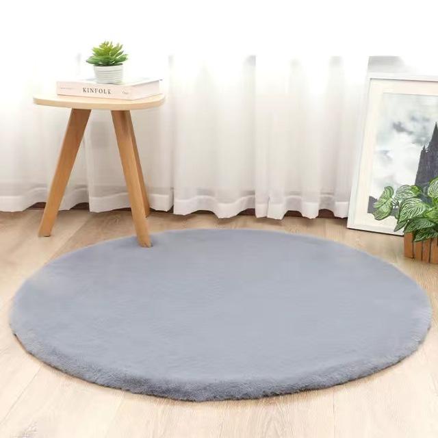 Tappeto rotondo per bambini Tappeto peloso per ragazza Tappetini antiscivolo Pelliccia di coniglio artificiale bianca Soggiorno Camera da letto Tappeti decorativi per la casa 