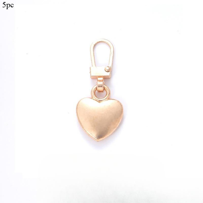 5Pcs/set Detachable Metal Zippers Puller Diy Sewing Heart Shape Zipper Slider Head Bags Coat Zipper Pull Tab Repair Kits Accessories
