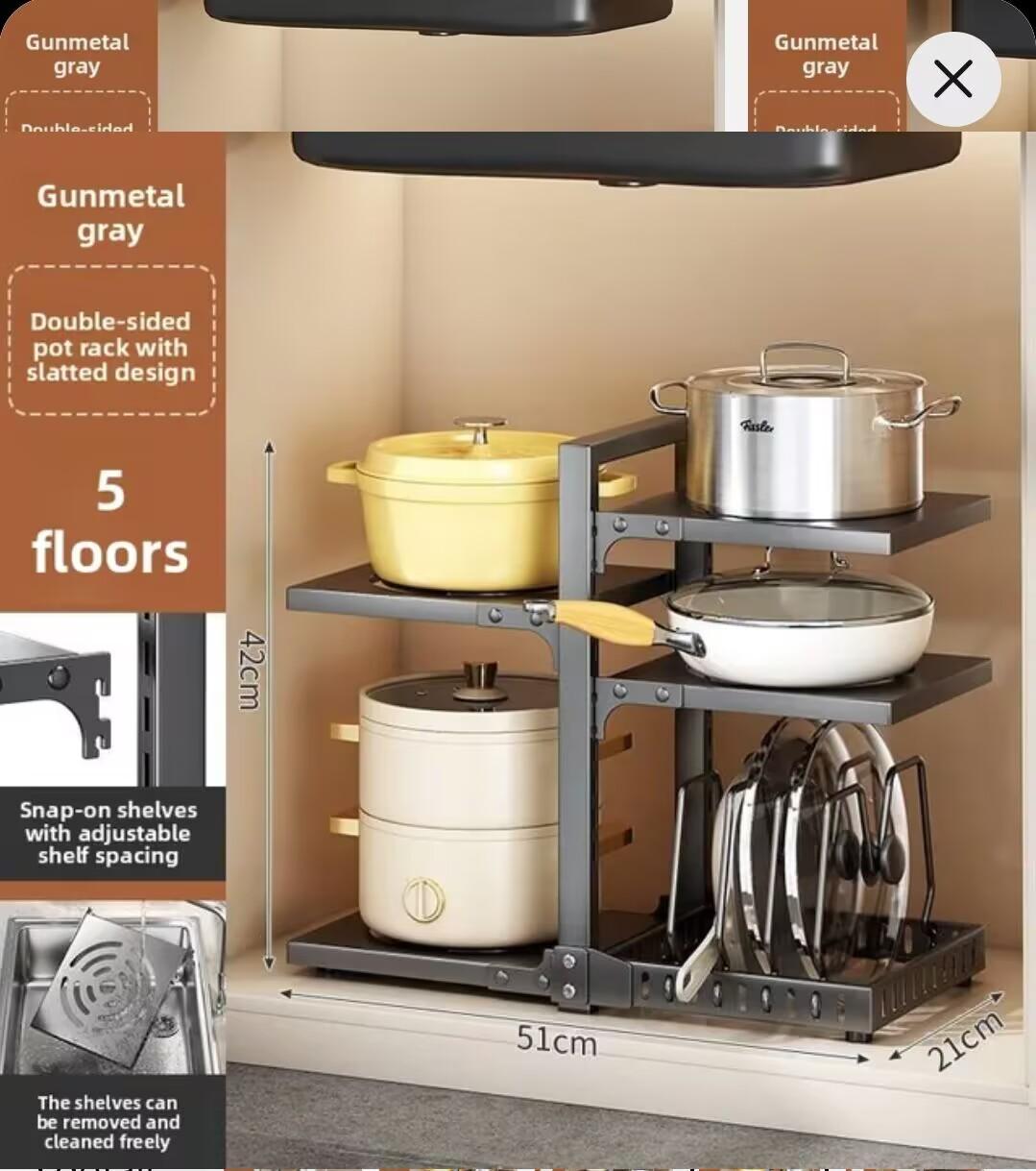 

Подставка под раковину для кастрюль из нержавеющей стали, многослойная сковорода, рисоварка, подставка для хранения, бутылка для приправ, органайзер для мусора