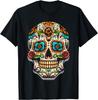 Day Of Dead Sugar Skull Floral Skeleton Head Bone Skull T-Shirt