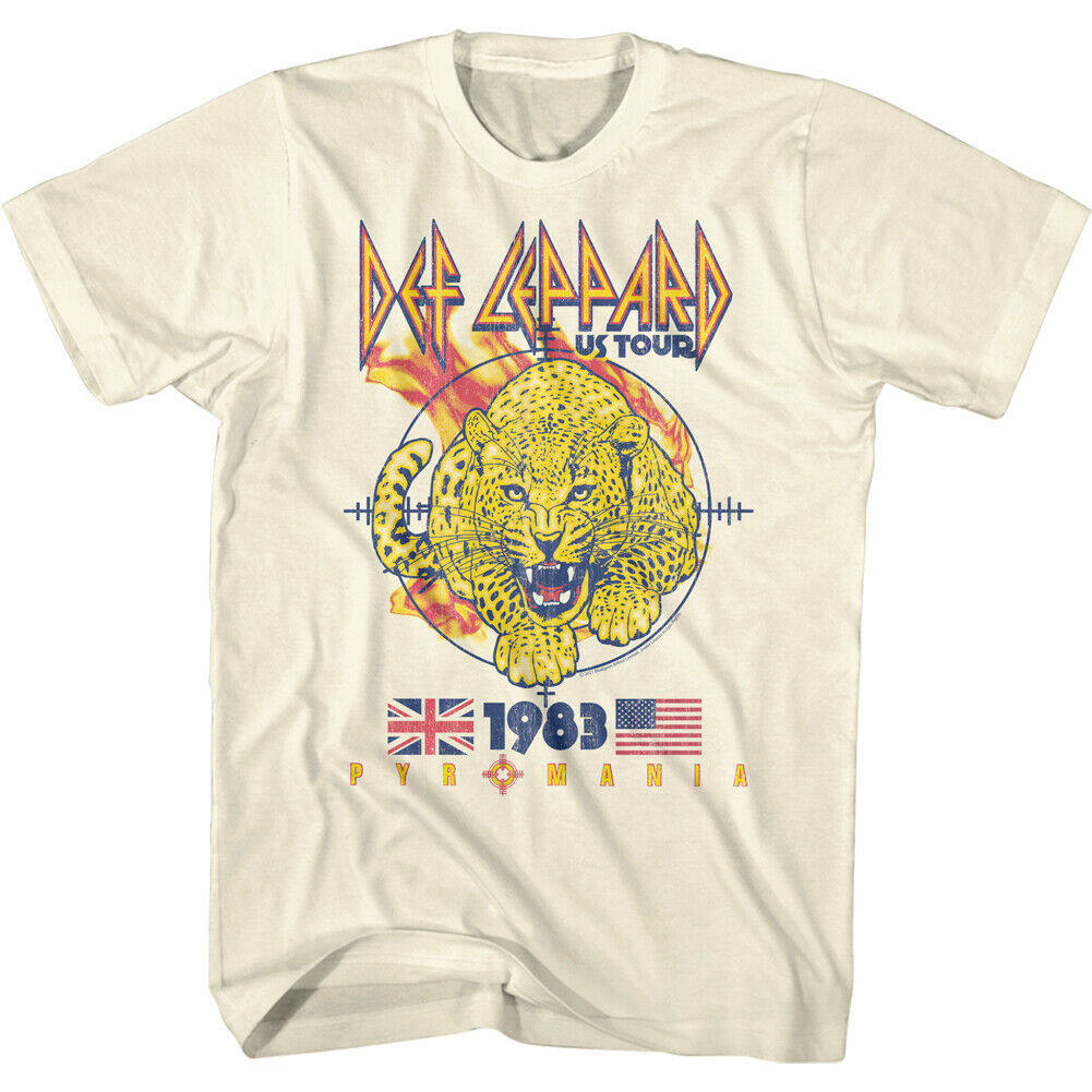 New 1980s Def Leppard Mens Tshirt with Leopard Pattern Directly Sprayed M