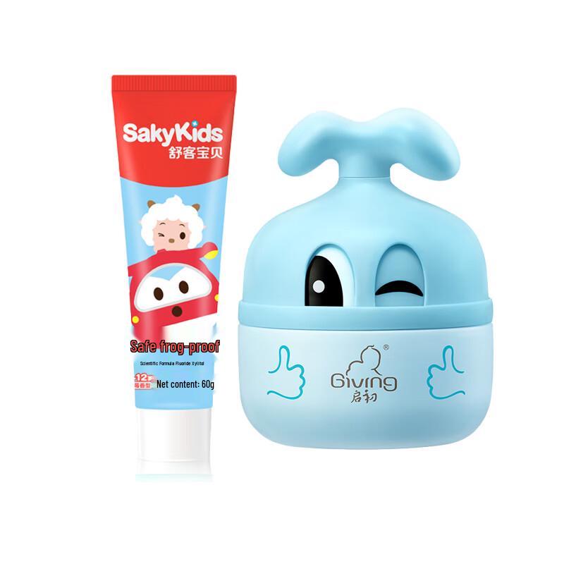 Набор детской клубничной зубной пасты Saky Kids и детского крема  Снежный бархат