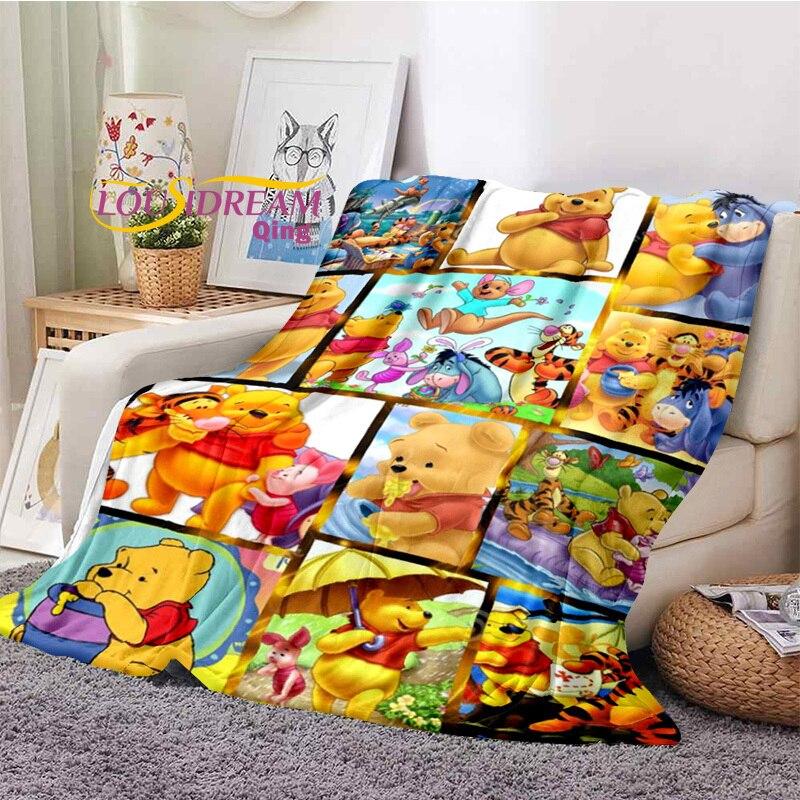 Winnie the Pooh Printed Blanket Flannel Blanket Bed Throw Soft Cartoon Printed Bedspread Bedspread Sofa Blanket
