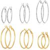 4 Pairs Silver Gold Hoop Earrings for Women | 14K Gold Plated Hoop Earrings Set Hypoallergenic Earring Lightweight Dangle Earrings Set