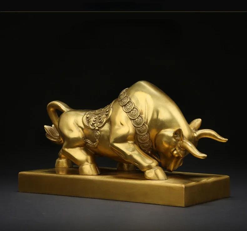 High Quality Fortune Copper Bull Settlement Turn On Living Room Office Decor Desk Crafts