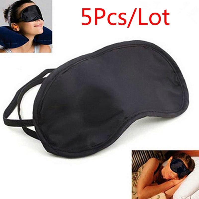 5 X Máscara de Ojos Suave y Cómoda Cubierta Sombra Antifaz Para Dormir de Noche Negro