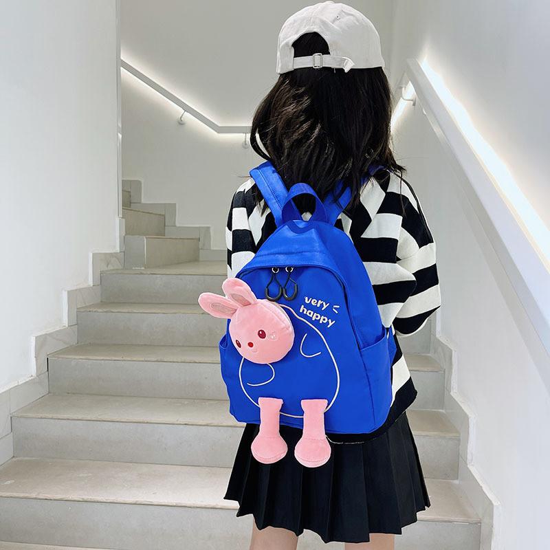 Plush Rabbit Cartoon Backpack Nylon Texture High Capacity Suitable For Daily Use