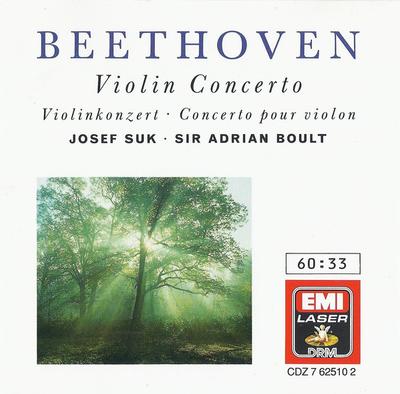 CD BEETHOVEN, SUK; MARRINER - Concerto para Violino em D CDZ7625102 EMI Laser 1988 Não Japão Clássico Usado