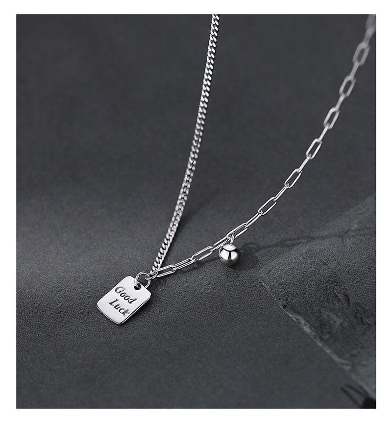 925 Sterling Silver Lucky Square Necklace - Trendy High-End Clavicle Chain Pendant for Women