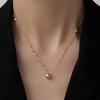 18K Gold Plated Titanium Steel Round Ball Pendant Necklace - Lightweight Luxury Clavicle Chain