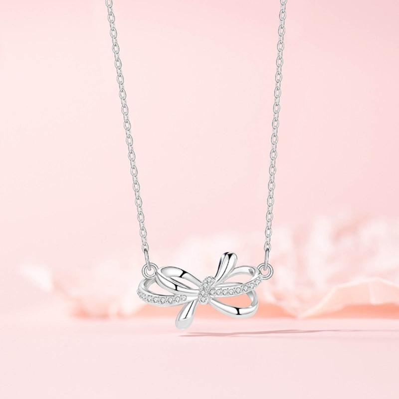 Blingbling Crystal Diamante Bowknot Necklace Clavicle Chain Gifts for Girls Present Sexy Diamante Clavicle Chain