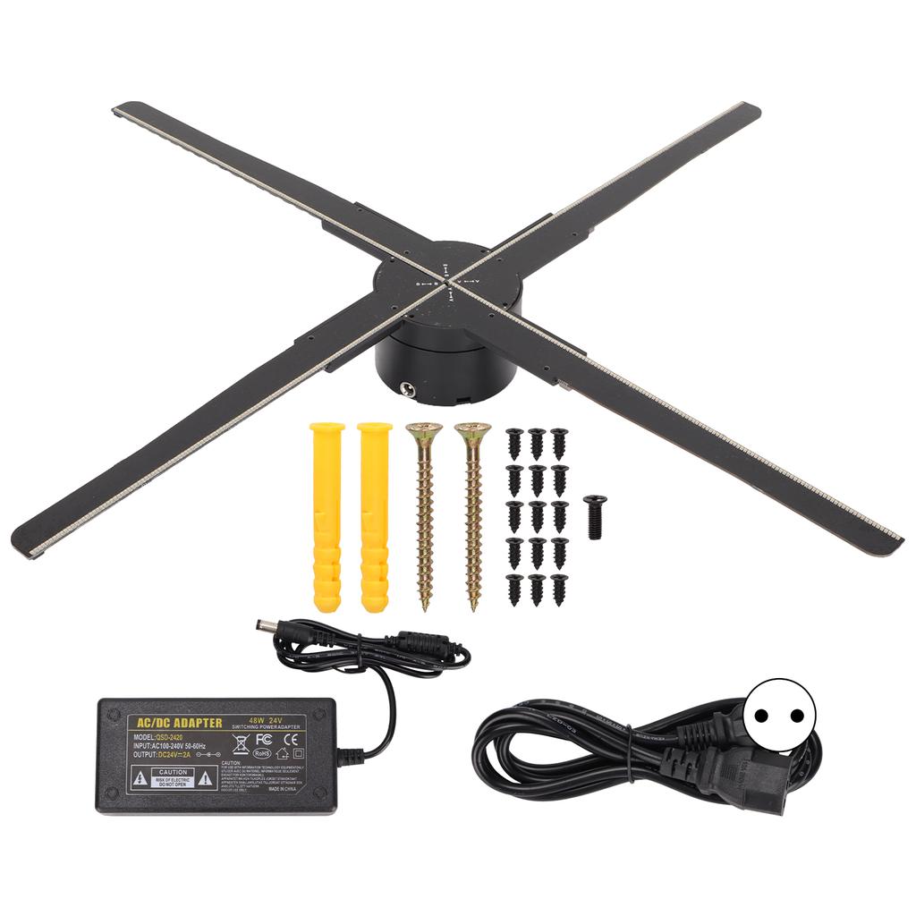 G552‑52 3D Holographic Advertising Machine 4 Blades 3D Hologram Fan with 552 Lamp Beads 100‑240VEU