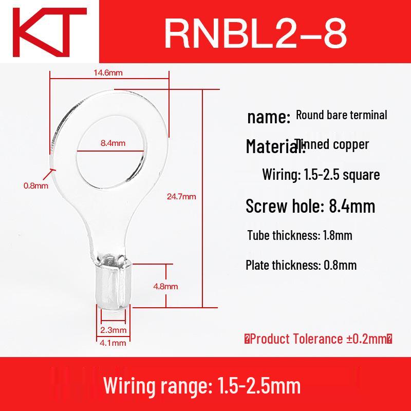 Kaitong Round Bare Crimp Terminals RNB2-12 KT-TO.