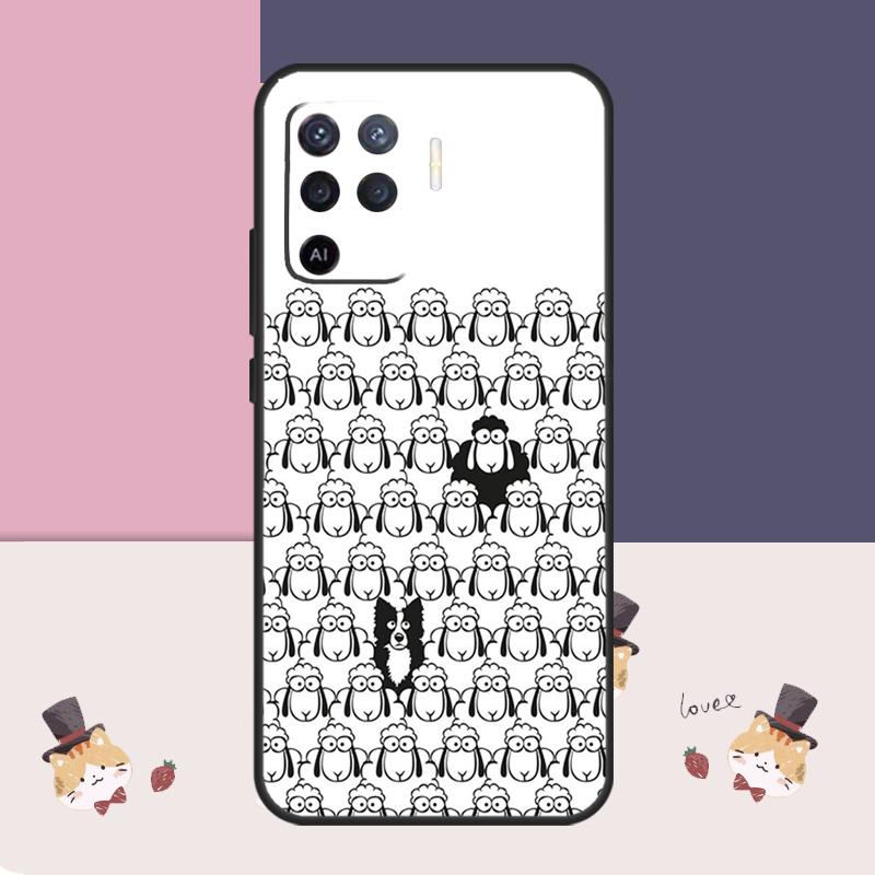 Cartoon Border Collie Case For Oppo A77 A17 A57 A40 A78 A54 A74 A94 A76 A16 A96 A18 A60 A80 A38 A58 A98 A15 A5 Pro