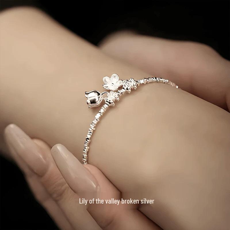 Zhongying Jewelry Silver Lily of the Valley Bracelet – Women's Elegant and Versatile Design