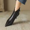 Herbst Winter Stiefel für Damen Mittelhohe Stiefel Reißverschluss PU 4CM Stiletto Spitze Mittelhoher Absatz Minimalistischer Stil Mode Stiefel