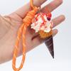 Simulation Ice Cream Cone Keychain Braided Lanyard Realistic Design Backpack Pendant Gift For Girls
