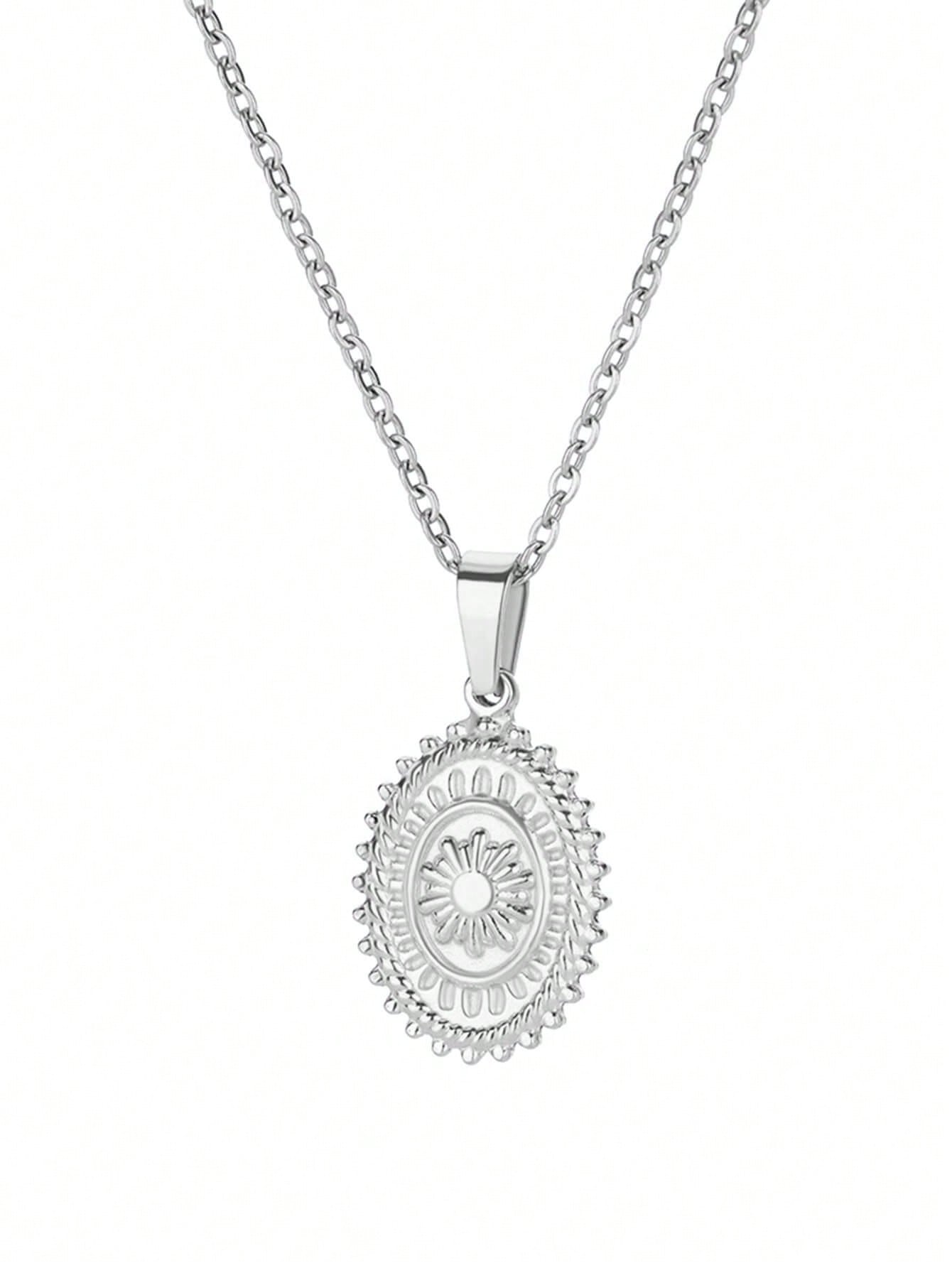 

1 шт. Овальные подвески-солнце для женщин, водонепроницаемые, золотистого цвета, ожерелье-солнце, новая парная эстетика, ювелирное изделие-коллар из нержавеющей стали премиум-класса