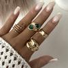 Personalized Retro Combination Ring Fashion Versatile Liquid Lava Flower Irregular Ring Set for Women