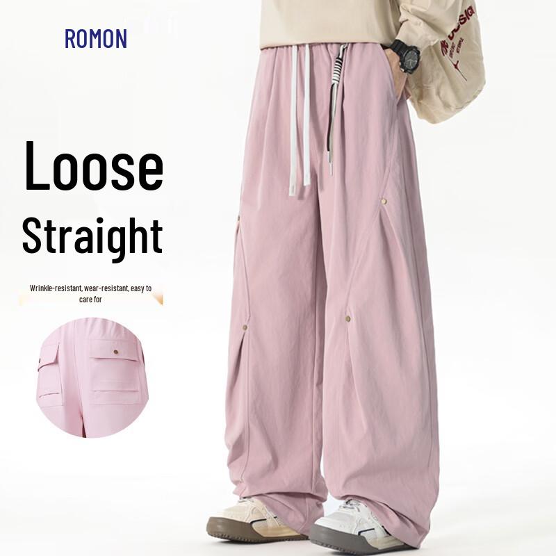 Luomeng American Style Loose Wide-Leg Casual Cargo Pants