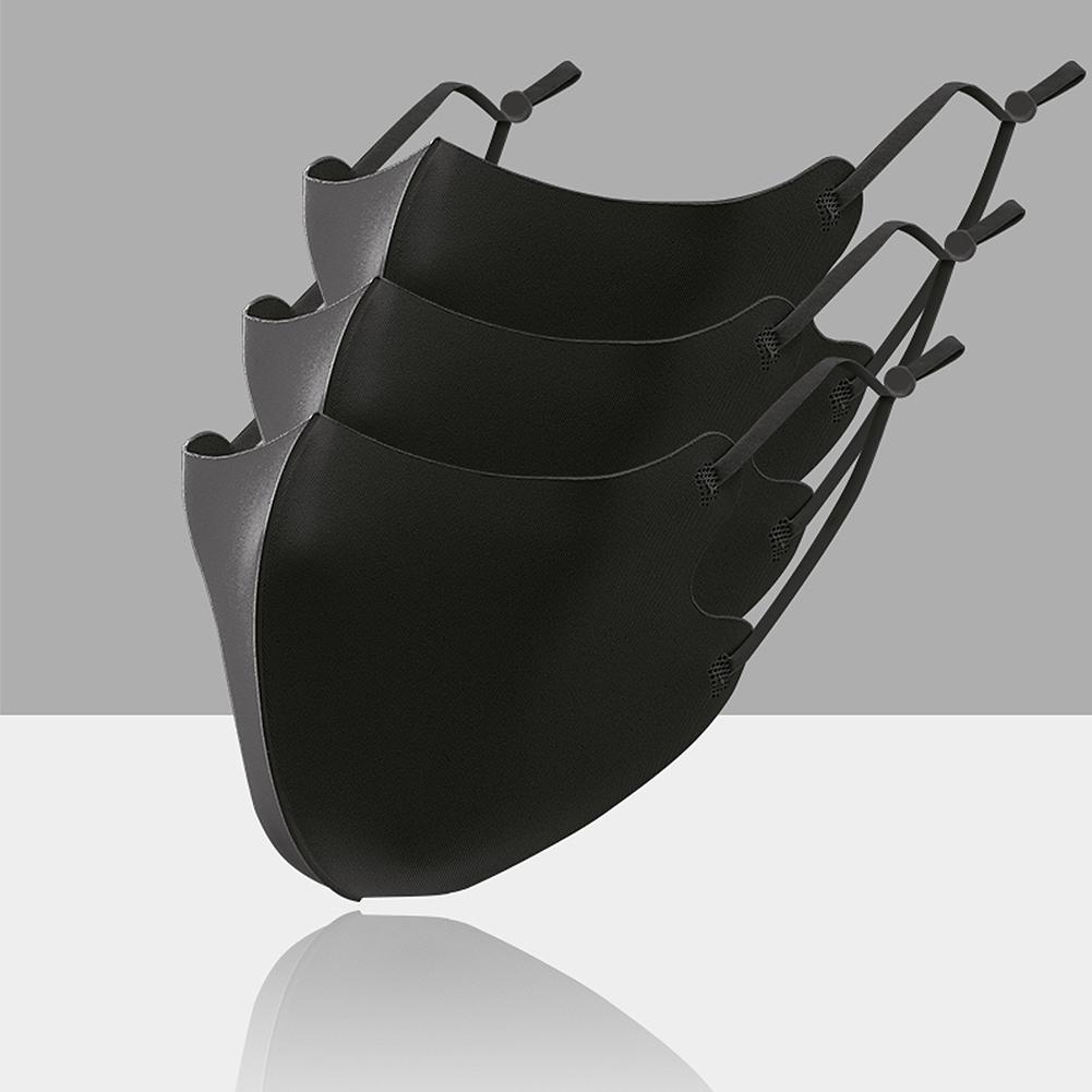 3 KS Masek z ledového hedvábí Omyvatelná Prachotěsná Filtrační Maska na Ústa a Obličej pro Dospělé