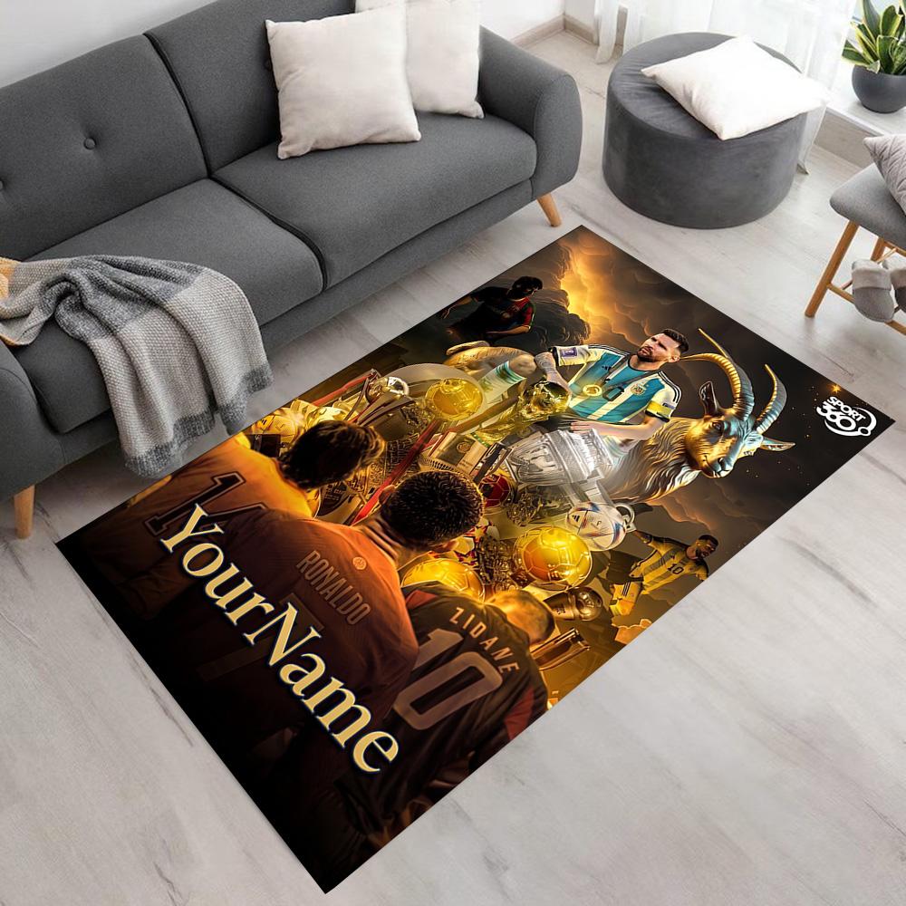 Messi Customize Your Name Area Rug Design for Outdoor Entryway Kitchen Living Rooms Anti-slip Rug Anime Office Decor Perfect Gift for Women/Men