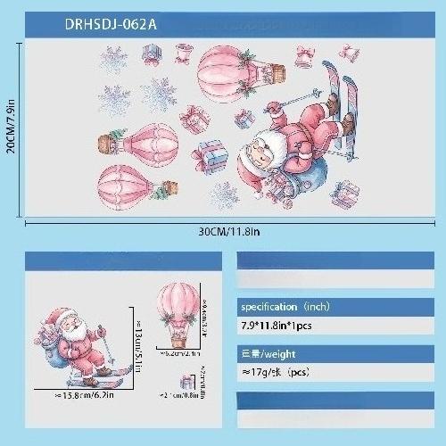 Natale Blu Pupazzo di Neve Adesivi per Finestra Babbo Natale Uccello Fiocco di Neve Alce Ornamenti Buon Natale Felice Anno Nuovo