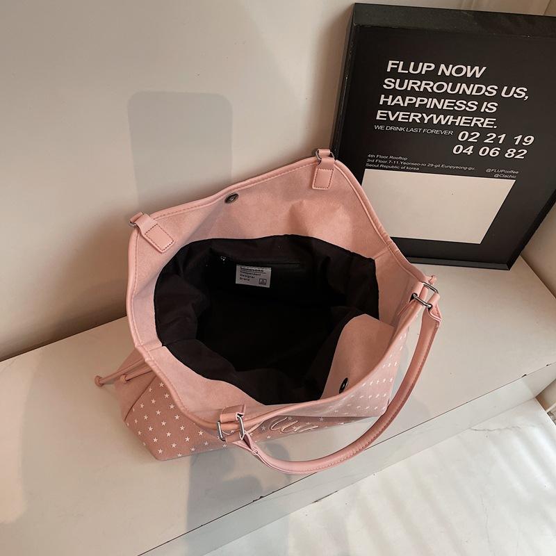 Women's Shoulder Bag Fashion Sweet Polka Dot Handbag Korean Casual Versatile Leopard Print Brown Frosted Tote Bags