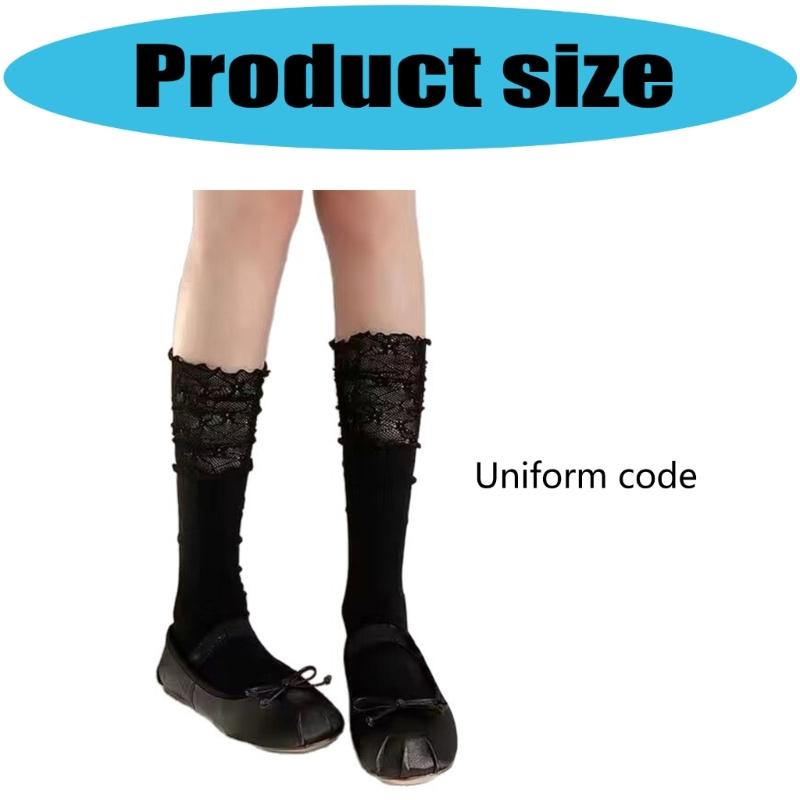 Elegant Scalloped Edge Crew Socks Comfortable Airy Component Unisex Daily Wear Multifunction Styling Option
