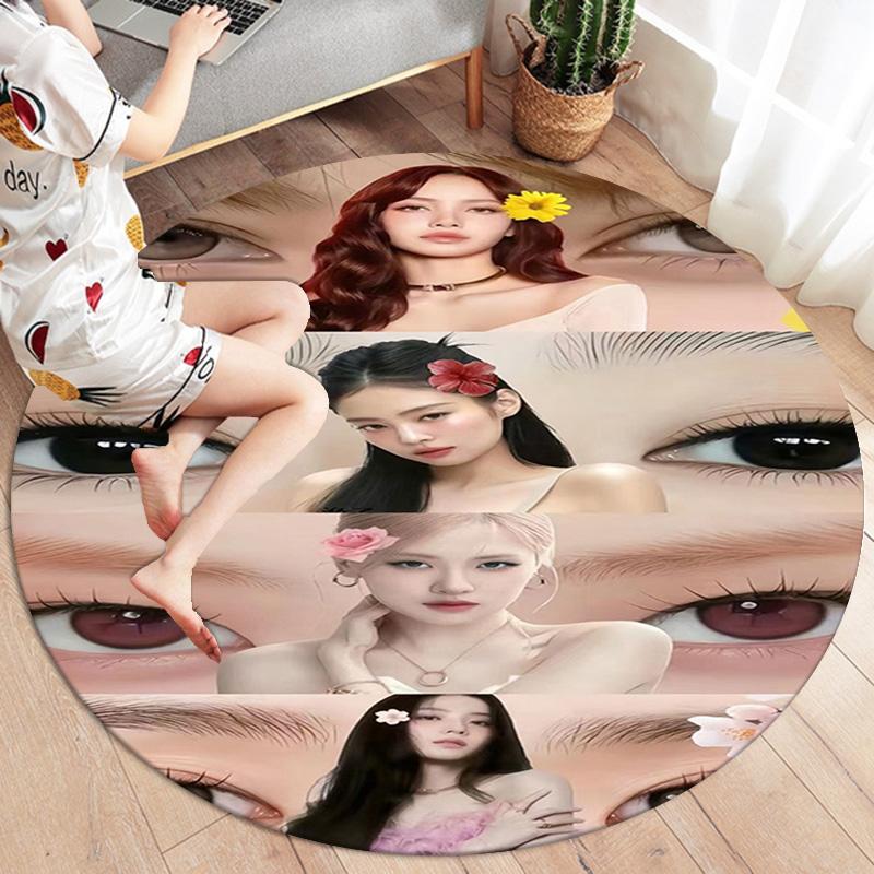 Blackpink Round Area Rug,Carpet Rug for Living Room Bedroom Sofa Playroom Decor,Non-slip Floor Mat